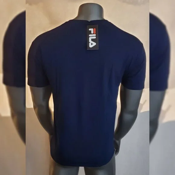 FILA AUTHENTIC TSHIRT MEN'S CREW NECK SHORT SLEEVE ALL OVER PRINT SIZE S NAVY - Picture 7 of 7